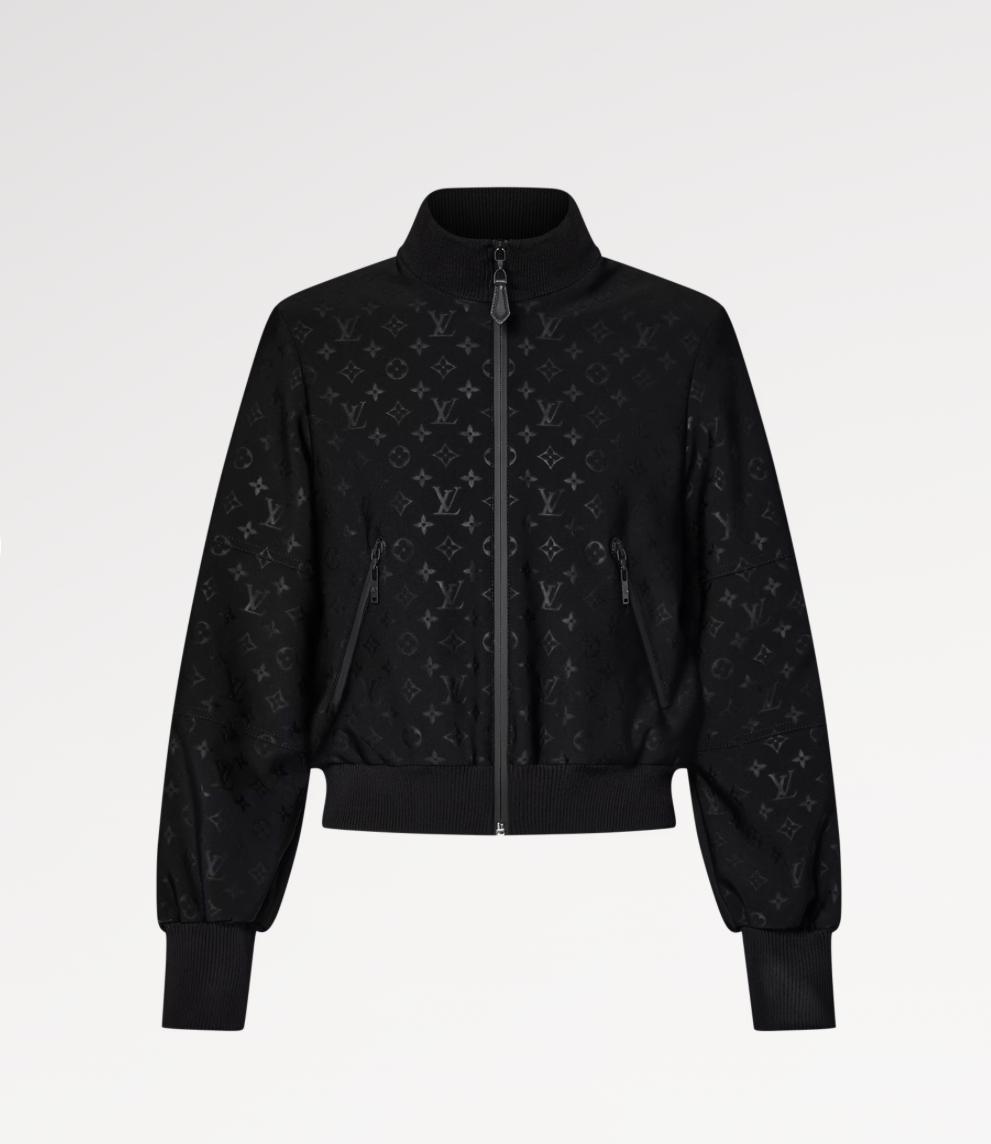 Embossed Monogram Zip-Up Jacket
