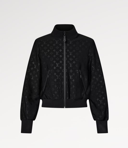 Embossed Monogram Zip-Up Jacket