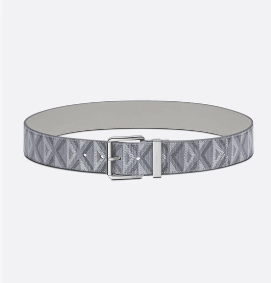 Dior Gray Coated Cotton Canvas with CD Diamond Print and Dior Gray Smooth Calfskin, 40 MM